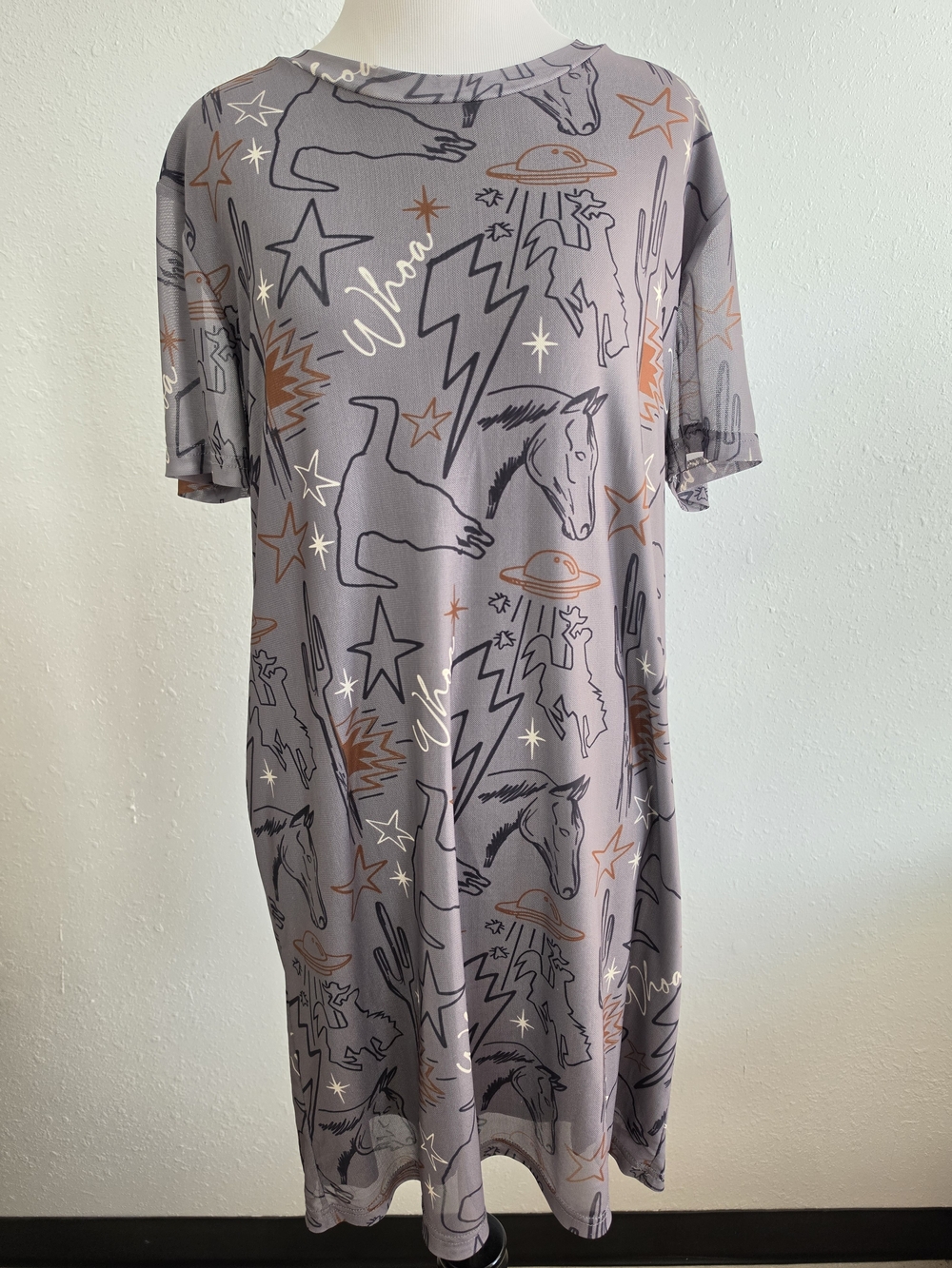 Two Fly Western Graphic Mesh T-Shirt Dress Size Medium